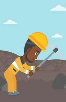 Miner working with pickaxe vector illustration Stock Illustration