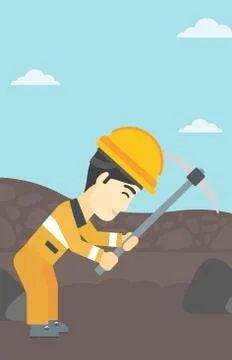 Miner working with pickaxe vector illustration Stock Illustration