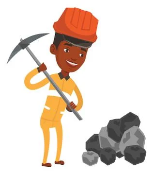 Miner working with pickaxe vector illustration Stock Illustration