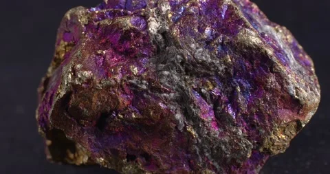 Mineral chalcopyrite. Close-up stone texture. Panorama. Stock Footage 164831691