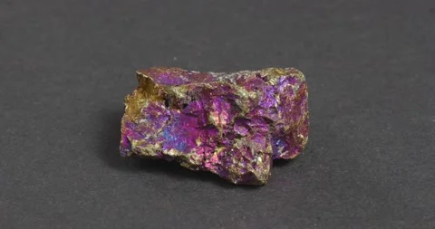 Mineral chalcopyrite on a dark background. Video stock 163815871