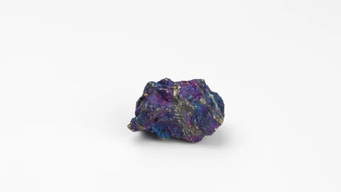 Mineral chalcopyrite on a white background. Видео 118992453