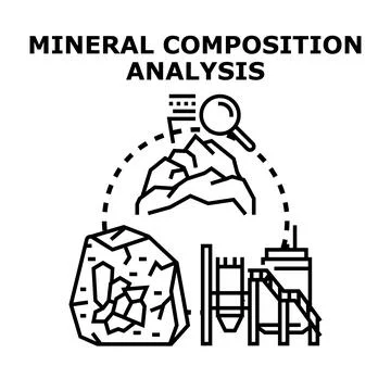 Mineral composition analysis and processing concept Illustrazione stock