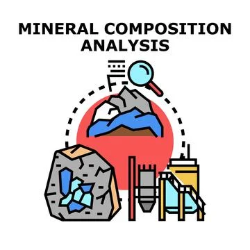 Mineral composition analysis and processing concept Stock Illustration