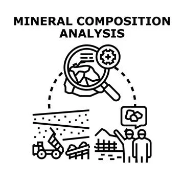 Mineral composition analyzing earth science and geology Stock Illustration