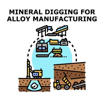 Mineral digging and processing for alloy manufacturing industry Stock Illustration