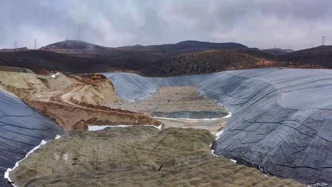 Mineral dissolution process in mine leaching pads Stock Photos