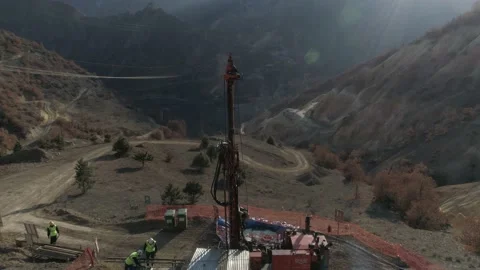 Mineral exploration drilling rig Stock Footage 145308650