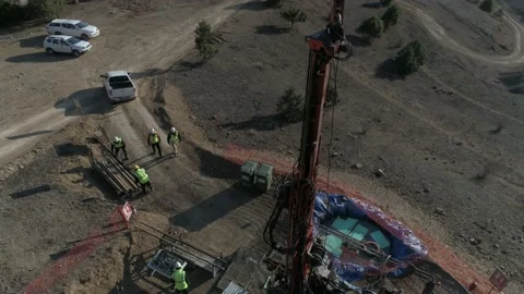 Mineral exploration drilling rig Stock-Footage 145309100