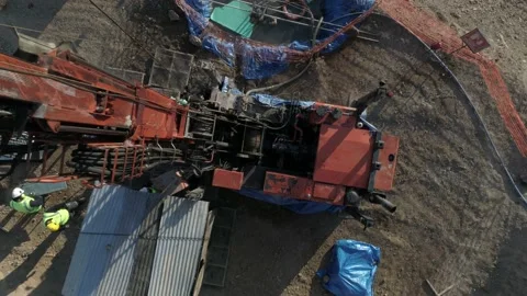 Mineral exploration drilling rig Stock Footage 145309383