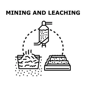 Mineral extraction and leaching process diagram concept Stock Illustration