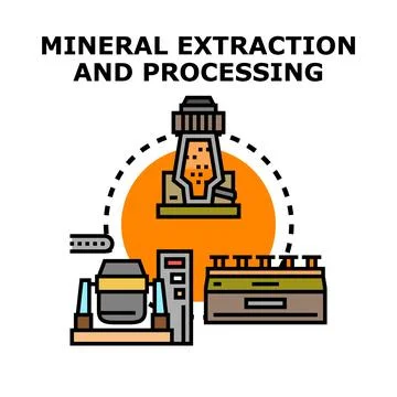 Mineral extraction and processing industry concept illustration Stock Illustration