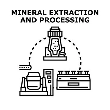 Mineral extraction and processing industry concept illustration Illustrazione stock