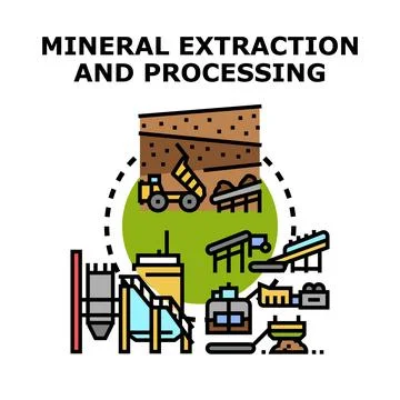 Mineral extraction and processing industry producing raw materials 库存插图
