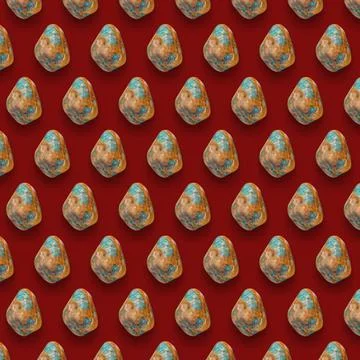 Mineral Gemstones Pattern on Red background, Stones photography composition. Stock Illustration