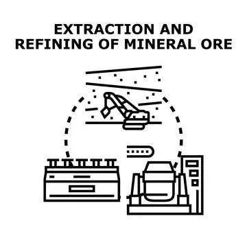 Mineral ore extraction and refining process infographic Stock Illustration