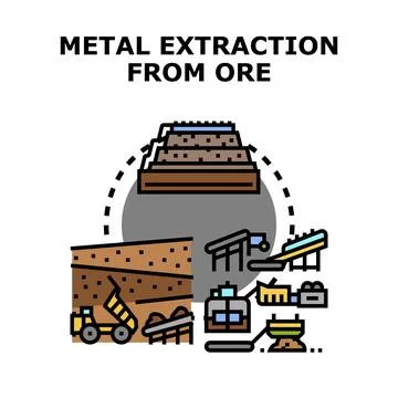 Mineral ore extraction processing mining industry concept Stock Illustration