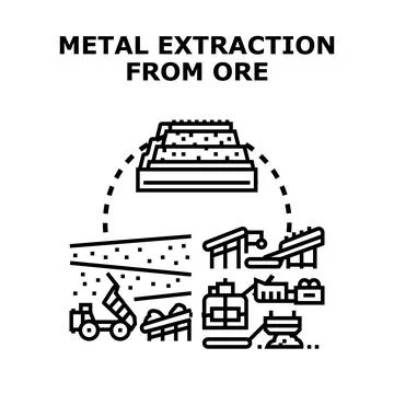 Mineral ore extraction processing mining industry concept Stock Illustration