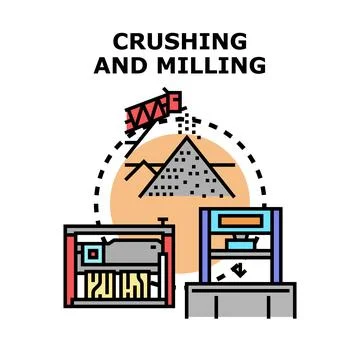 Mineral processing machine crushing and milling raw materials Stock Illustration