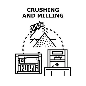 Mineral processing machine crushing and milling raw materials Stock Illustration
