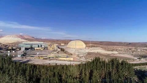 Mineral processing plant in an open pit mine Stock Photos