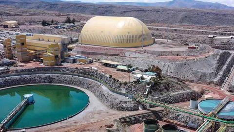 Mineral processing plant in an open pit mine Stock Photos