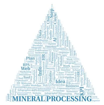 Mineral Processing typography word cloud create with the text only. Illustrazione stock