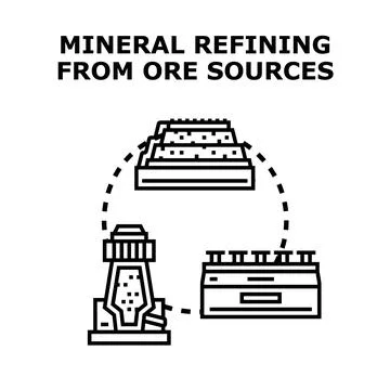Mineral refining from ore sources production process Stock Illustration