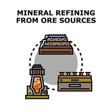 Mineral refining from ore sources production process Stock Illustration