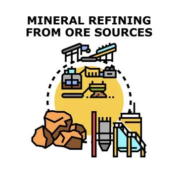 Mineral refining processing raw ore materials industry technology イラスト素材