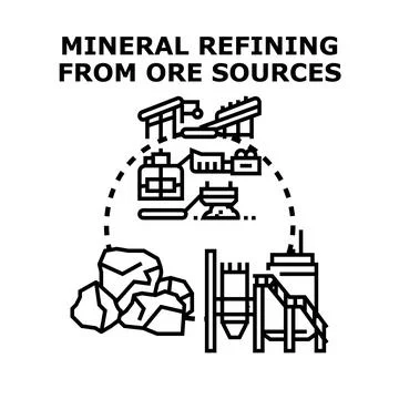 Mineral refining processing raw ore materials industry technology Illustrazione stock