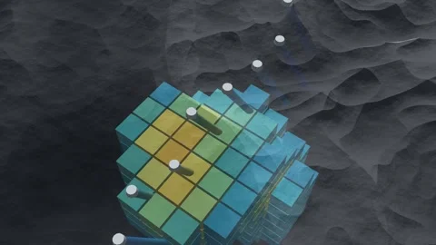Mineral Resource Block Model Grade Estimation Cut Off Shell Oblique Mining Stock-Footage 343632142
