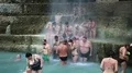 Mineral rich hot springs and natural thermal waterfalls in Jordan HD Footage