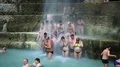 Mineral rich hot springs and natural thermal waterfalls in Jordan HD Footage