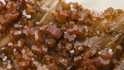 Mineral sample of vanadinite Stock Photos