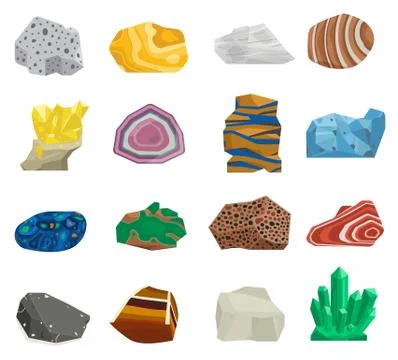 Mineral stone vector set Stock Illustration