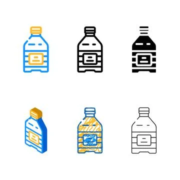 Mineral water set plastic bottle color icon vector Stock Illustration