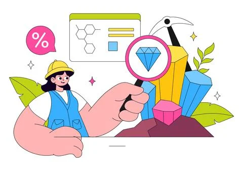 Mineralogist Vector Illustration Featuring Gemstone Analysis, Geological Re.. Stock Illustration