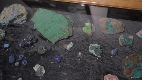 Minerals in glass case Stock-Footage 345762457