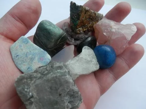 Minerals on the hand 스톡 사진