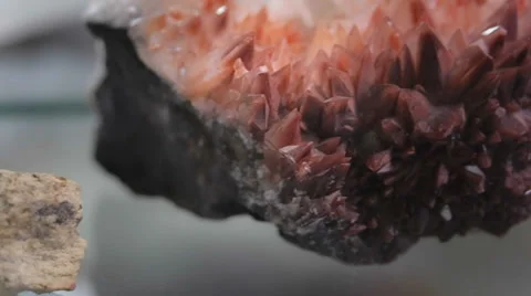 Minerals in showcase Stock Footage