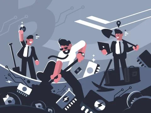 Miners extract crypto currency Stock Illustration