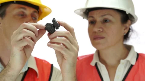 Miners Inspecting Carbon Graphite Ore Stock Footage 45055016
