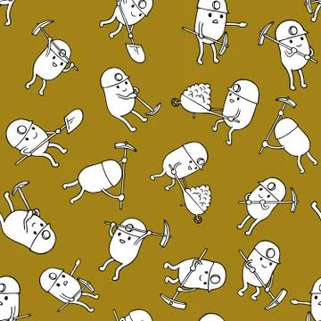 Miners Seamless Pattern Stock Illustration