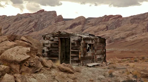 Miners shack abandoned ghost town horror scary Stock Footage 33942495
