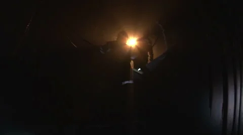 Miners walking in the tunnel Stock Footage 58009429