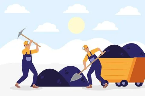 Miners working characters Stock Illustration