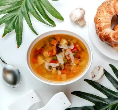 Minestrone soup on the table Stock Photos