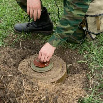 Minesweeper neutralizes mine Stock Photos