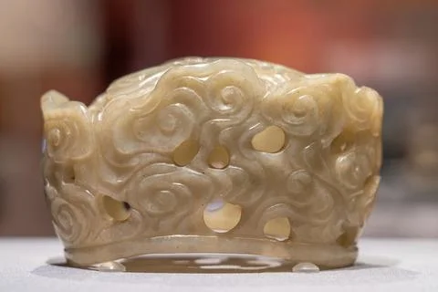 Ming Dynasty Jade Carving Cloud Road Crown Stock Photos